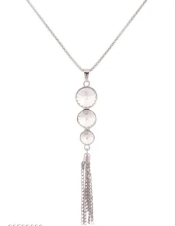Anikas Creation Silver Plated Tasselled Alloy Light weighted White Stone Finished Pendant - Adjustable, Gold Plated, Multipack 1